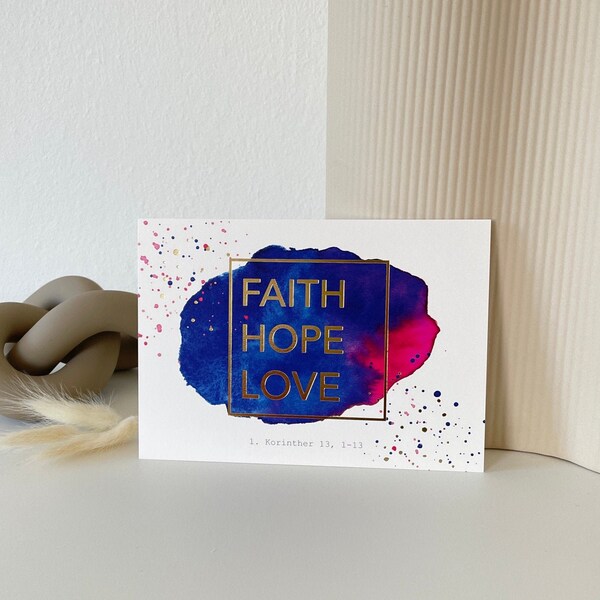Postkarte A6 "faith, hope, love"