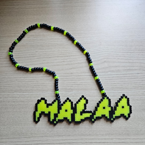 Malaa Perler Necklace: Neon, Green, Yellow, House, Music, EDM, Electric Zoo, Ezoo, EDC, Freaky Deaky, Notorious, Rave, Techno, Bass House