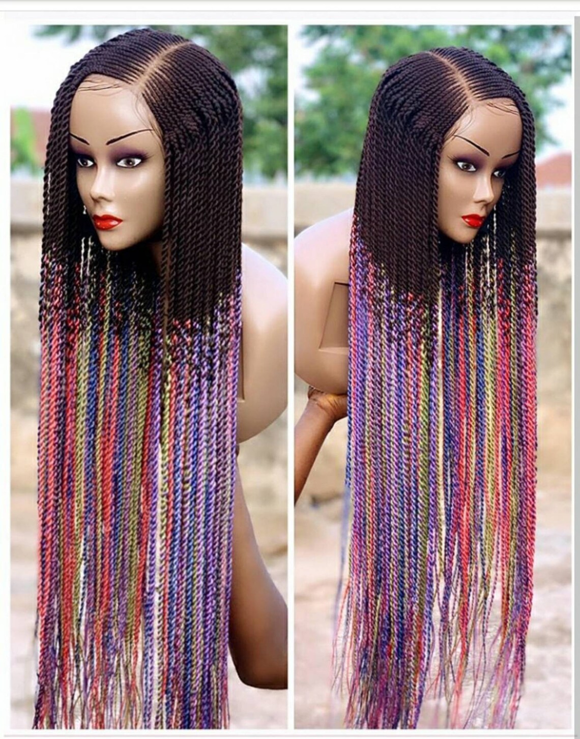 BRAIDED WIG. Full Lace Frontal braided wig. Nigeria woman Etsy