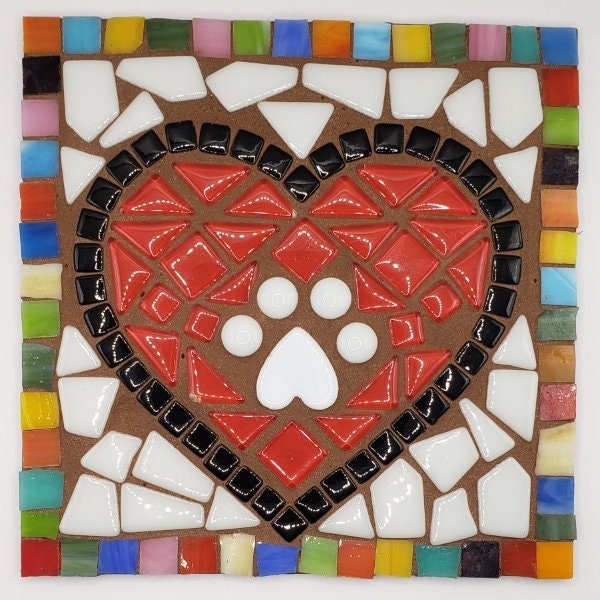 Cat, Dog, Paws, Craft, Kit, Mosaic, Cat gifts, Dog gifts, Craft Kits for Adults, Pets, Heart