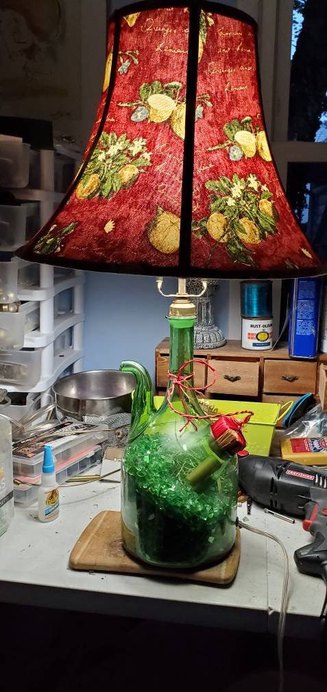 ヴィンテージ キャンティ ボトル、ナイト ライト、オレンジとレモンの