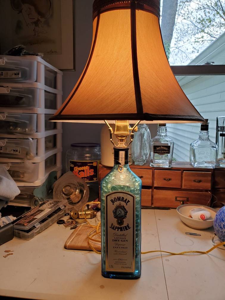 Bombay Sapphire London Dry Gin With Golden Lamp Shade Etsy UK