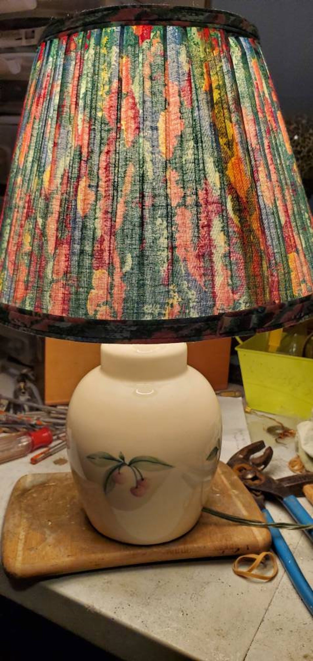 Pfaltzgraff Tea Rose Lamp With Matching Paisley Lampshade Etsy