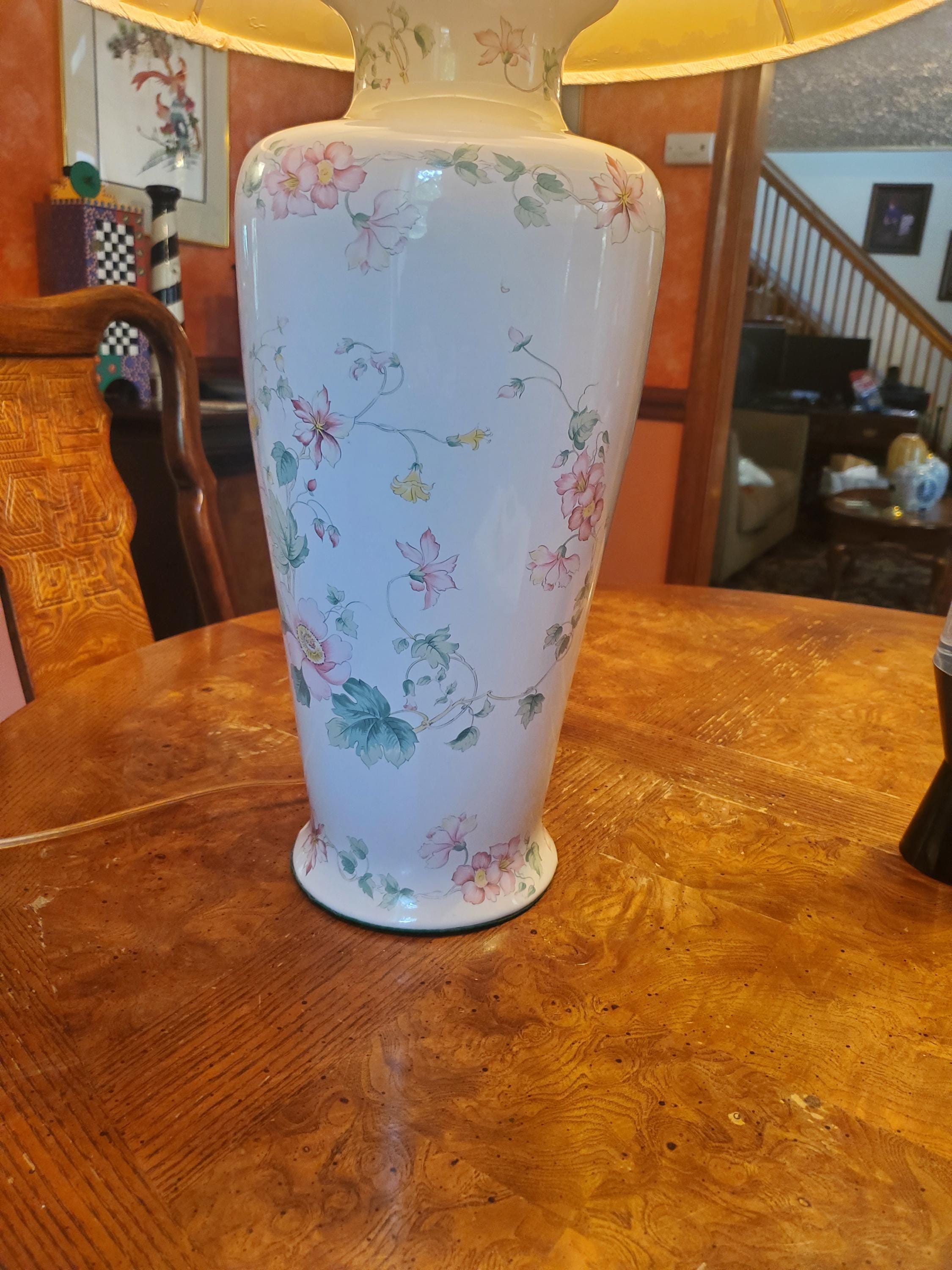 変壺 Vintage ALSY 1987 Floral Ginger Jar Table Lamp With Bright
