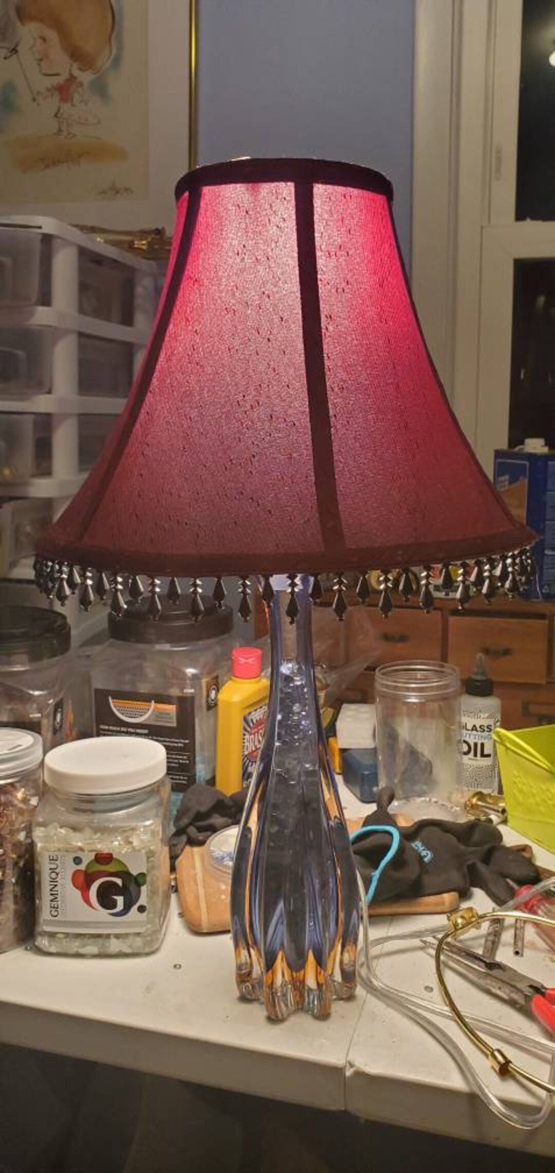 Spiraled Angular Crystal Vase Lamp With Silver Lava Rocks and Etsy