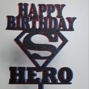 Grand 3D Superman Head DC Comics inspiré Custom Happy Birthday Card Stock Cake Topper