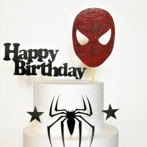Ensemble de 5 Spiderman Avengers Marvel inspiré Custom Happy Birthday Card Stock Cake Topper