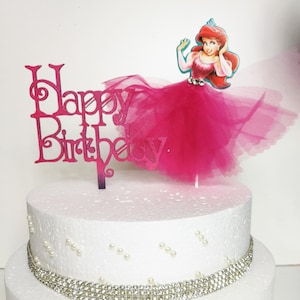 Ensemble de 2 Ariel Princess Disney Castle Happy Birthday Card Stock Cake Topper
