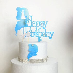 Ensemble de 5 Queen Elsa Frozen Disney Castle Happy Birthday Card Stock Cake Topper