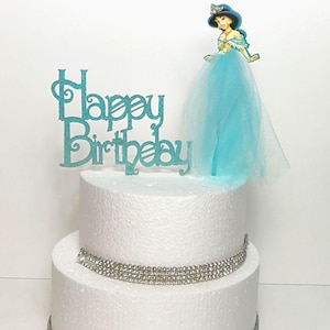 Lot de 2 cartes pour gâteau joyeux anniversaire Princesse Jasmine Disney Castle