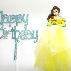 Lot de 2 cartes pour gâteau d'anniversaire La Belle et la bête Disney inspirées de la Belle et la Bête