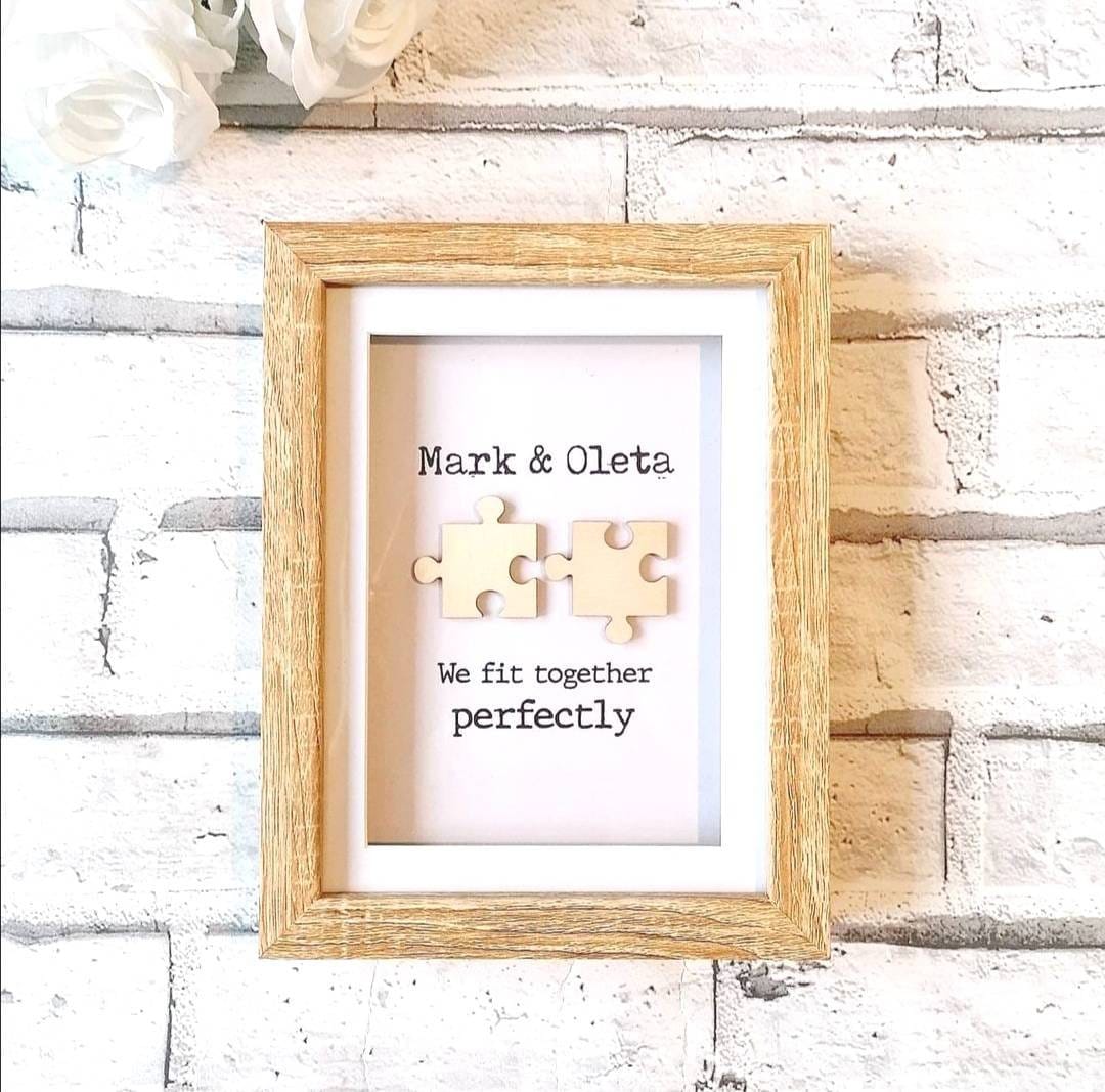 Personalised Couple Puzzle Piece Gift Frame anniversary Etsy