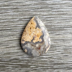 Ágata mexicana de encaje loco, México, 30 x 22 x 4,6 mm, bisel de hombro de 2,8 mm