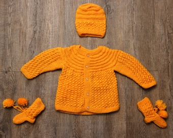 Crochet Baby Girl Sweater Set Layette And Leggings Perfect Etsy