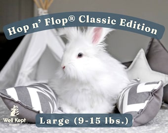 Classic Hop n' Flop® LARGE | Snuggle Burrow Flop Bed for Bunny Rabbits, Guinea Pigs, Cats | Well Kept Rabbit®