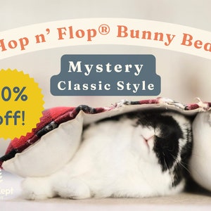 Hop n&#39; Flop® classique MYSTERY à prix réduit | Lit superposé Snuggle Burrow pour lapins, cochons d&#39;Inde et chats | Lapin bien gardé®