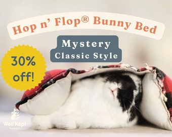 Discounted MYSTERY Classic Hop n' Flop® | Snuggle Burrow Flop Bed for Bunny Rabbits, Guinea Pigs, Cats | Well Kept Rabbit®