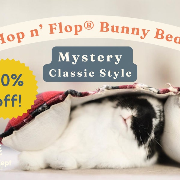 Discounted MYSTERY Classic Hop n' Flop® | Snuggle Burrow Flop Bed for Bunny Rabbits, Guinea Pigs, Cats | Well Kept Rabbit®