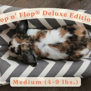 Deluxe Hop n' Flop® MEDIUM | Snuggle Burrow Flop Bed for Bunny Rabbits, Guinea Pigs, Cats | Well Kept Rabbit®