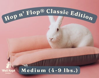 Classic Hop n' Flop® MEDIUM | Snuggle Burrow Flop Bed for Bunny Rabbits, Guinea Pigs, Cats | Well Kept Rabbit®