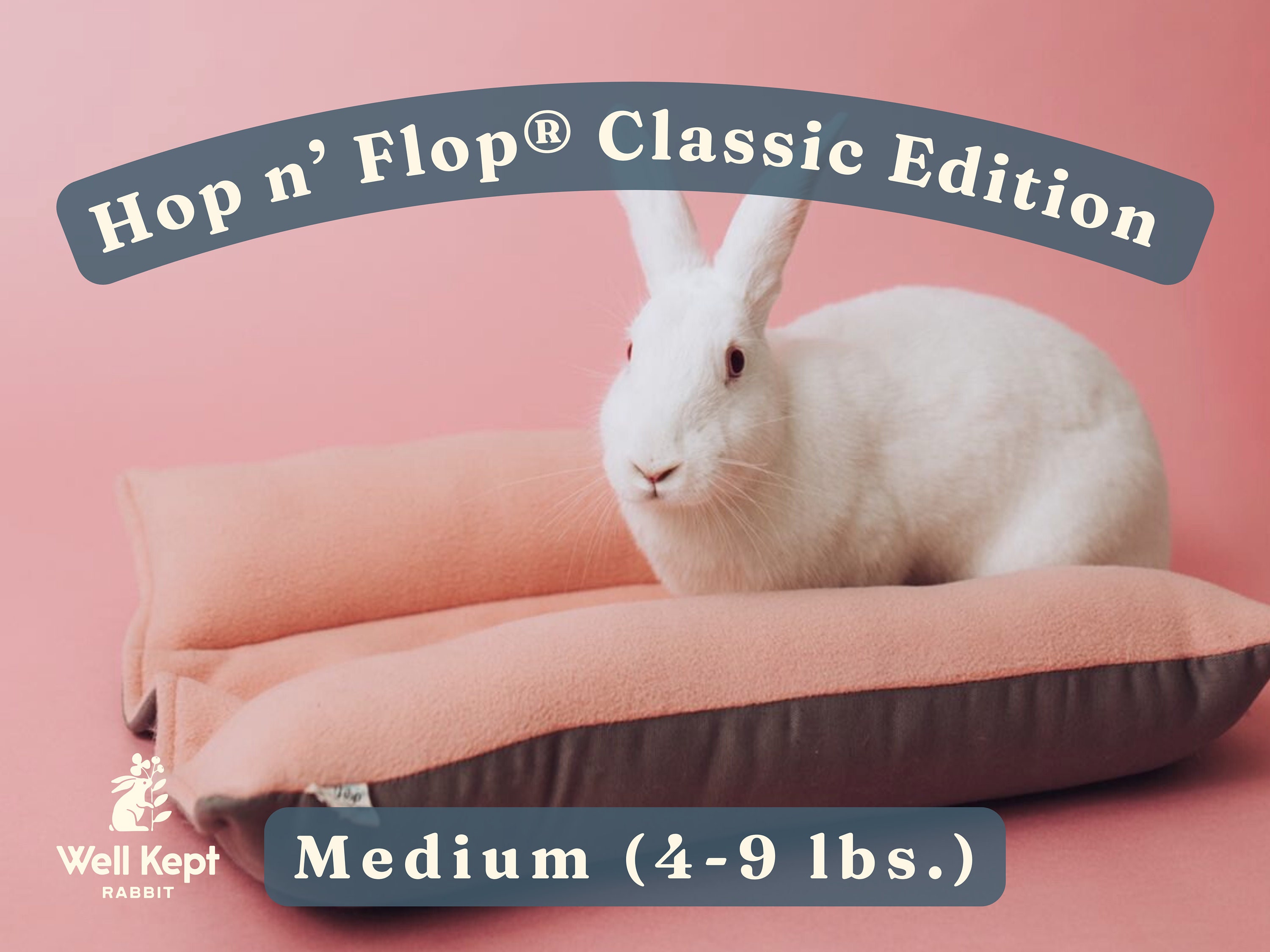 Classic Hop n' Flop® MEDIUM | Snuggle Burrow Flop Bed for Bunny Rabbits, Guinea Pigs, Cats | Well Kept Rabbit®