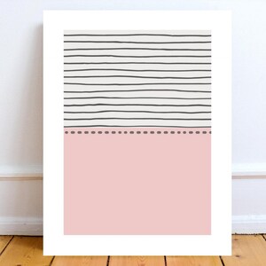 Blush Pink Modern Art Print: Minimalist Art With Black Lines (Digital Download) Art Created With The Assistance Of AI Tools