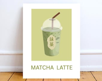 Matcha Latte Modern Printable Art: Minimalist Tea Wall Art (Instant Download)
