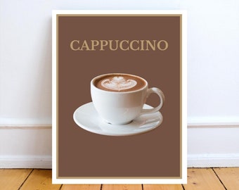 Decoración de pared con temática de capuchino: Póster de café italiano (descarga instantánea, sin marco)