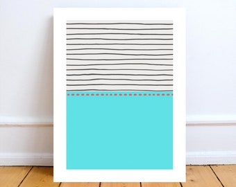 Lámina artística minimalista turquesa para imprimir: Decoración moderna de pared azul (Descarga digital)