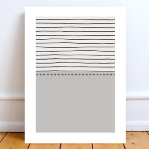 Grey Abstract Art Print: Minimalist Art Black Lines (Digital Download) Art Created With The Assistance Of AI Tools