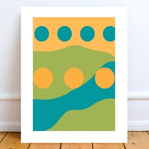 Geometric Abstract Art Print: Retro Bold Design (Digital Download) Art Created With The Assistance Of AI Tools