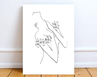 Female Form Line Art: Minimalist Lady Drawing (Digital Download)