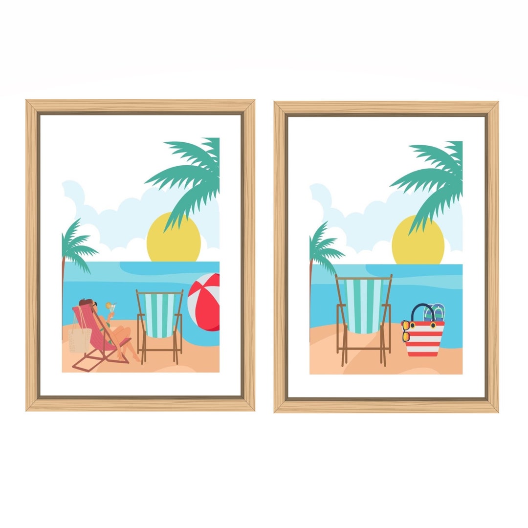 Set of 2 Florida Beach Abstract Art Prints Download Modern Etsy