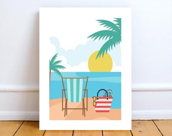 Mid-Century Modern Beach Wall Art: Tropical Resort Art (Digital Download)