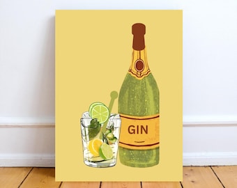 Abstract Gin and Tonic Art Printable: Bar Cart Decor (Digital Download)