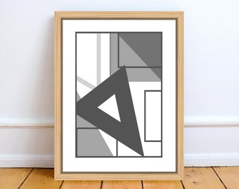 Grey Geometric Art Print Download,Abstract Art, Contemporary Wall Art,Modern Art Printable Digital Download Unframed