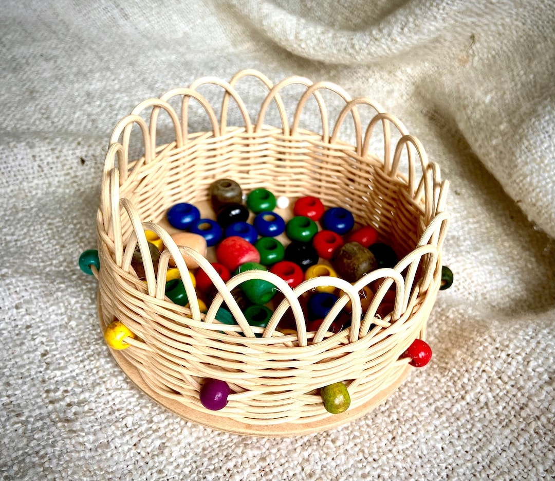 Hand Woven Rattan Reed Basket Round - Etsy UK