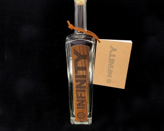 Exclamation Mark Monogrammed Infinity Bottle | Real Wood Label | Whiskey Blending Bottle with Notebook | Personalized Whiskey Label