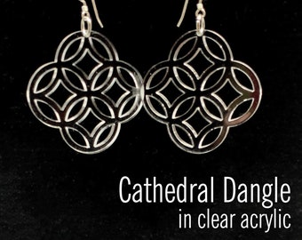 Lightweight Acrylic Cathedral Design Dangle Earrings|Joined Circle Acrylic Earrings|Geometric Lightweight Earrings|Perfect Pool Earrings