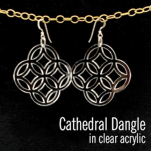 Lightweight Acrylic Cathedral Design Dangle EarringsJoined Circle Acrylic EarringsGeometric Lightweight EarringsPerfect Pool Earrings Clear