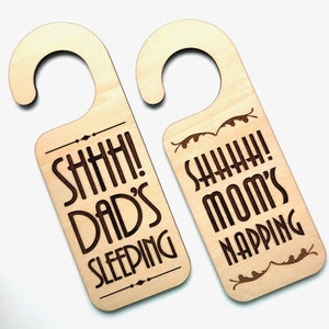 Napping Door Hanger|Baby Sleeping Door|Mom Napping|Dad Napping|Wood Sign|Door Sign|Custom Door Hanger|Custom Wood Sign|Father's Day Gift