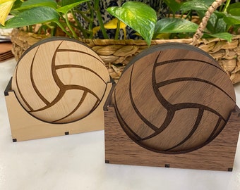 Volleyball Coasters | Personalized | Solid Wood | Coach Gift | Volleyball Drink Coasters | Coach Gift | Team Logo Coasters