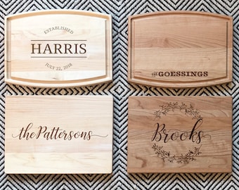 Custom Engraved Wood Cutting Board | Solid Wood Charcuterie Board | Wedding Gift | Housewarming Gift | Realtor Gift | Wood Cutting Board
