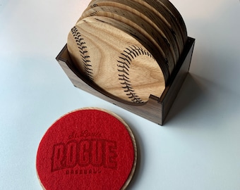 Baseball Coasters Solid Wood | Personalized | Baseball Coach Gift | Baseball Drink Coasters | Custom Coach Gift | Team Logo Coasters