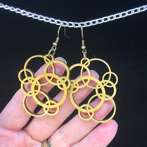 Lightweight Geometric Hand Painted Dangle Earring|Hand Painted Earrings|Geometric Bubble Dangle Earrings|Circular Dangle Earrings