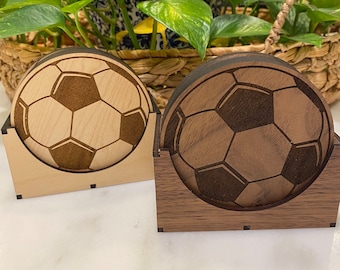 Soccer Coasters | Solid Wood | Personalized | Custom | Coach Gift | Drink Coasters | Team Logo Coasters