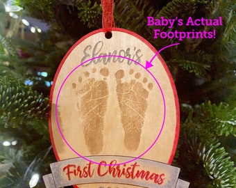 Personalized Baby's First Christmas Ornament | Custom Ornament | Baby's First Footprints Ornament | Baby Footprints Custom Ornament