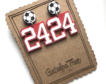 Soccer Mom Player Number Earrings|Soccer Player Number Stud|Player Number Earrings|Team Spirit Custom Earrings|Soccer Mom Earrings