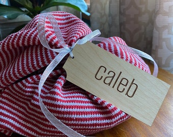 Personalized Wood Stocking Tag|Custom Wood Basket Tag|Christmas Decor|Christmas Gift Label|Custom Wood Gift Tag|Wood Engraved Name Tag