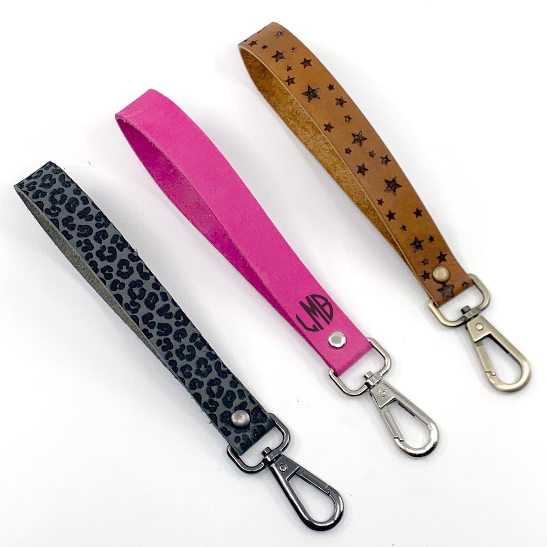 Leather Wristlet Keychain | Personalized | Monogrammed | Engraved ...